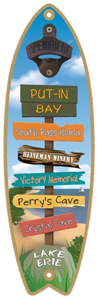 Destination Sign Post Plaque - lake theme - Surfboard Bottle Opener