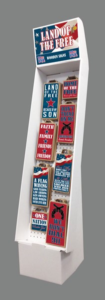 1 - PATRIOTIC WOOD SIGNS CARDBOARD FLOOR DISPLAY - Patriotic and Second Ame...