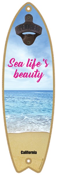Sea Life's Beauty - Calm Beach - Surfboard Bottle Opener