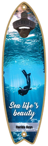 Sea Life's Beauty - Diver - Surfboard Bottle Opener