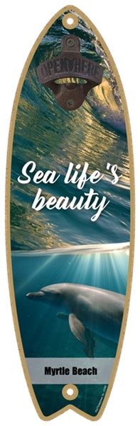 Sea Life's Beauty - Dolphin Swimming Underwater - Surfboard bottle opener