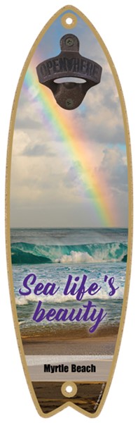 Sea life's beauty - Rainbow and beach - Surfboard bottle opener