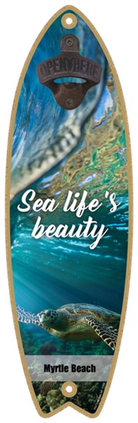 Sea life's beauty - Sea turtle swimming to the left - Surfboard bottle opener