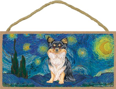 Van Gogh's Starry Night inspired - Chihuahua (Long haired, black and tan)...
