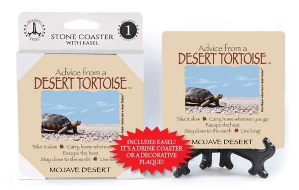 Desert Tortoise / Advice From - 4" x 4" Table Coaster - 1 Per Pack With Easel