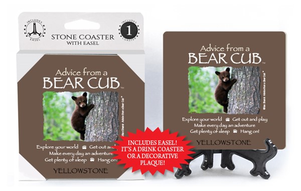Bear Cub / Advice From - 4" x 4" Table Coaster - 1 Per Pack With Easel