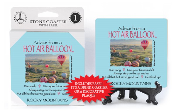 Hot Air Balloon / Advice From - 4" x 4" Table Coaster - 1 Per Pack With Easel