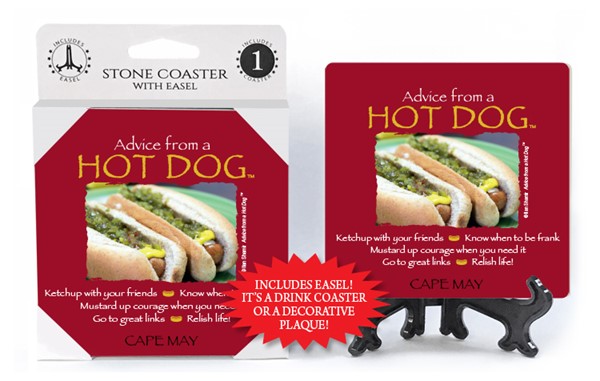 Hot Dog / Advice From - 4" x 4" Table Coaster - 1 Per Pack With Easel
