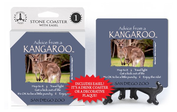 Kangaroo / Advice From - 4" x 4" Table Coaster - 1 Per Pack With Easel