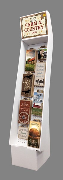 1- FARM AND COUNTRY WOOD SIGNS Cardboard Floor Display