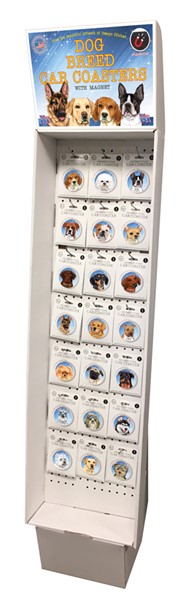 1- DOG BREED CAR COASTERS Cardboard Floor Display