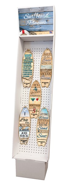 1- PLANK STYLE SURFBOARD SIGNS Cardboard Floor Display