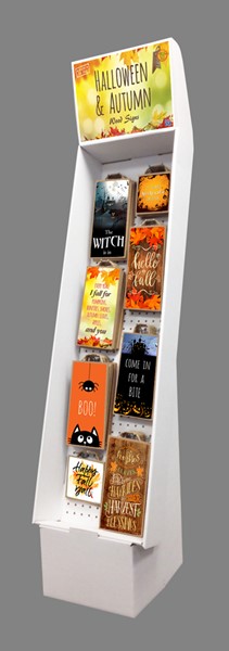 1- Halloween and Autumn Wood Signs Cardboard Floor Display