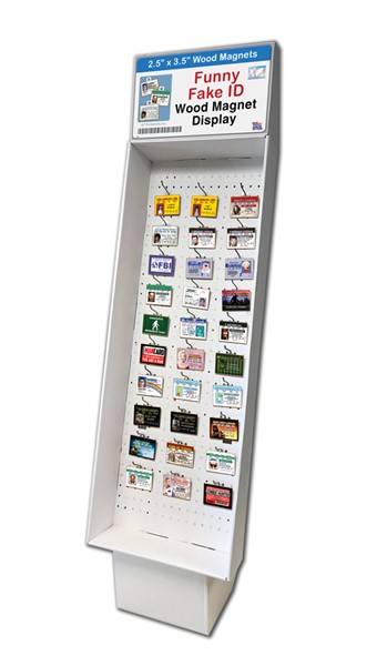 Funny Fake ID wood magnet cardboard display