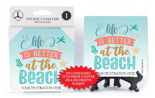 Life is better at the beach absorbent stone coaster