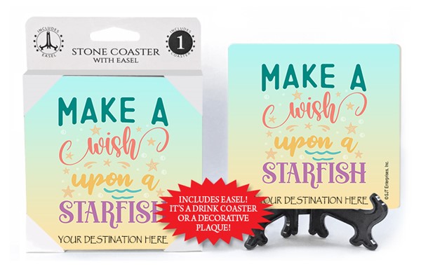 Make a wish upon a starfish absorbent stone coaster