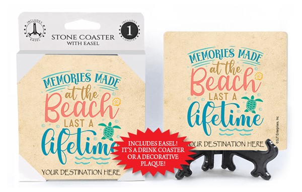 Memories made at the beach last a lifetime absorbent stone coaster