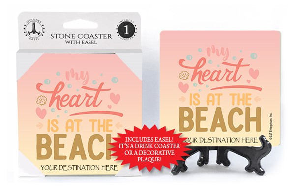 My heart is at the beach absorbent stone coaster