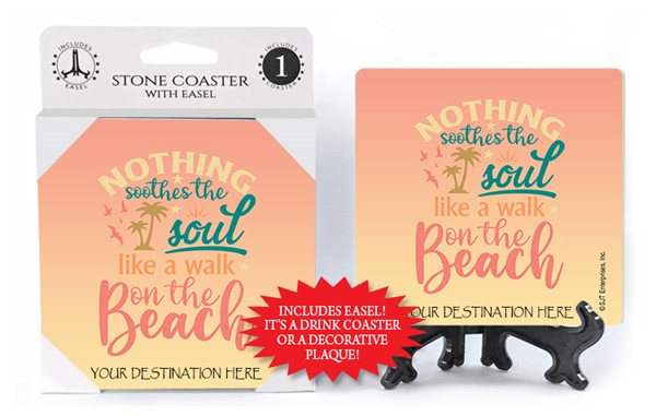 Nothing soothes the soul like a walk on the Beach absorbent stone coaster