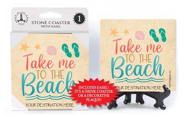 Take me to the beach absorbent stone coaster