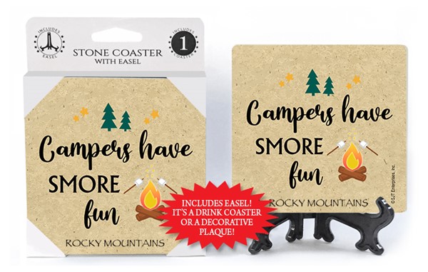 Campers have smore fun 1-pk stone coaster with easel - can be name dropped with