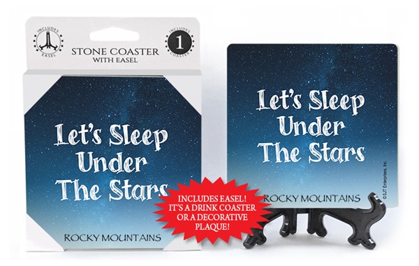Let's sleep under the stars 1-pk stone coaster with easel - can be name dropped