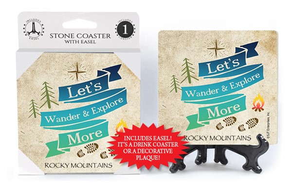 Let's wander and explore more 1-pk stone coaster with easel - can be name droppe