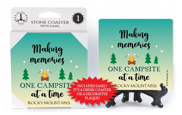 Making memories one campsite at a time (campfire and trees) 1-pk stone coaster w