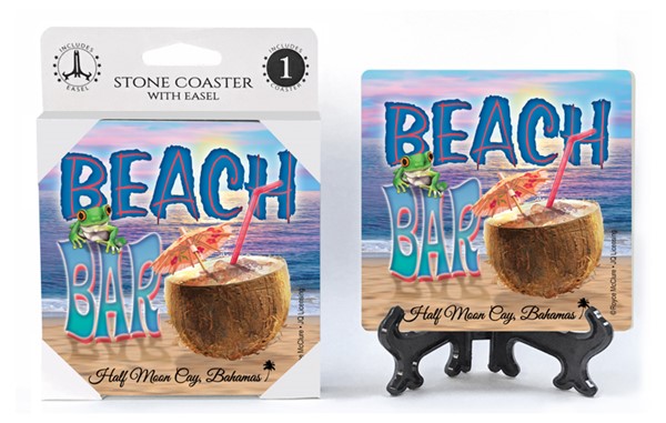 Beach bar   1-pack with easel absorbent stone coaster