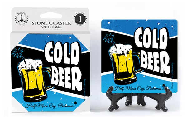 Cold beer   1-pack with easel absorbent stone coaster