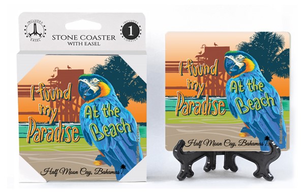 I found my paradise at the beach   1-pack with easel absorbent stone coaster