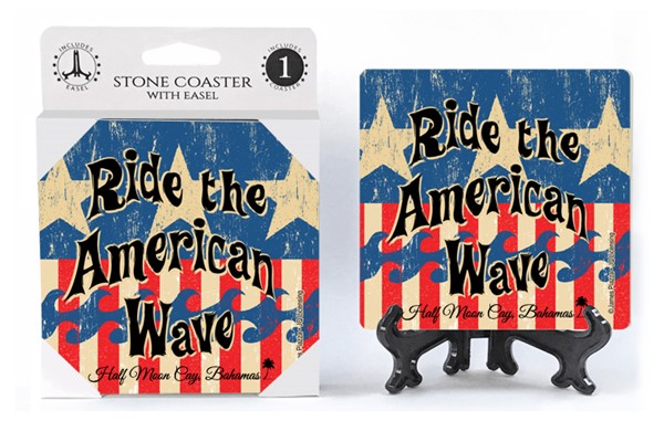 Ride the American wave   1-pack with easel absorbent stone coaster