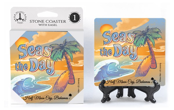 Seas the Day   1-pack with easel absorbent stone coaster