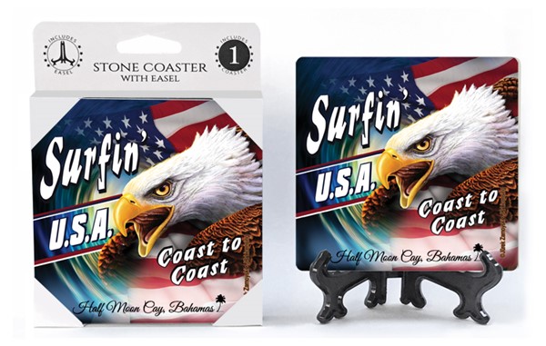 Surfin USA  Coast to Coast  eagle    1-pack with easel absorbent stone coaster