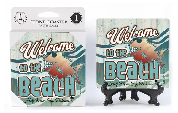 Welcome to the Beach  smiling fish with sunglasses    1-pack with easel absorben