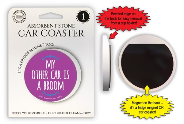 My other car is a broom 2.6" 1-pack stone car coaster with magnet