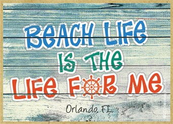 Beach life is the life for me  boat wheel / Wood fridge magnet with whitewash lo