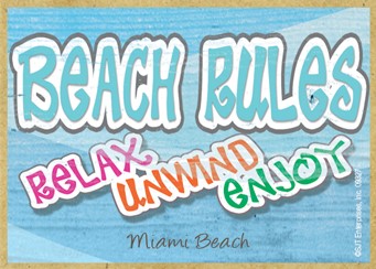Beach rules  relax  unwind  enjoy / Wood fridge magnet with whitewash look - can