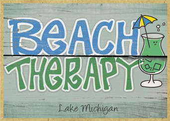 Beach Therapy  green cocktail / Wood fridge magnet with whitewash look - can be
