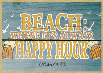 Beach Therapy  green cocktail / Wood fridge magnet with whitewash look - can be
