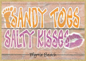 Sandy toes and salty kisses  foot print and lip graphics / Wood fridge magnet wi