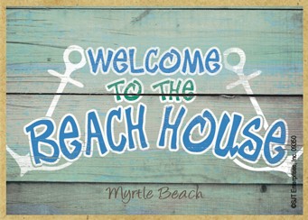 Welcome to the beach house  two anchors / Wood fridge magnet with whitewash look