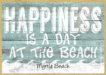 Happiness is a day at the beach  white waves / Wood fridge magnet with whitewash