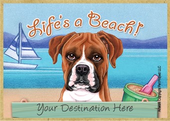 Boxer / Life's a Beach wood fridge magnet that can be name dropped!