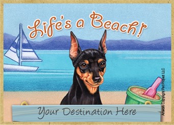 Boston Terrier / Life's a Beach wood fridge magnet that can be name dropped!