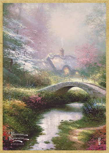 Brookside Hideaway wood fridge magnet featuring the artwork of Thomas Kinkade