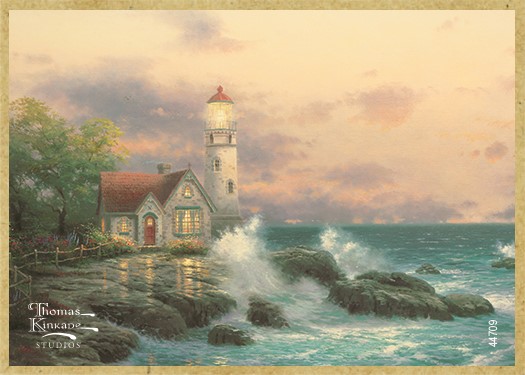 Beacon of Hope wood fridge magnet featuring the artwork of Thomas Kinkade