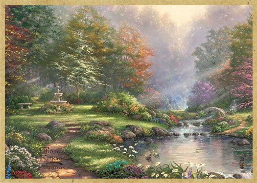 Reflections of Faith wood fridge magnet featuring the artwork of Thomas Kinkade