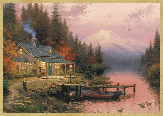 The End of a Perfect Day wood fridge magnet featuring the artwork of Thomas Kink