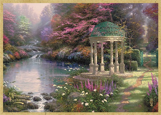 The Garden of Prayer wood fridge magnet featuring the artwork of Thomas Kinkade